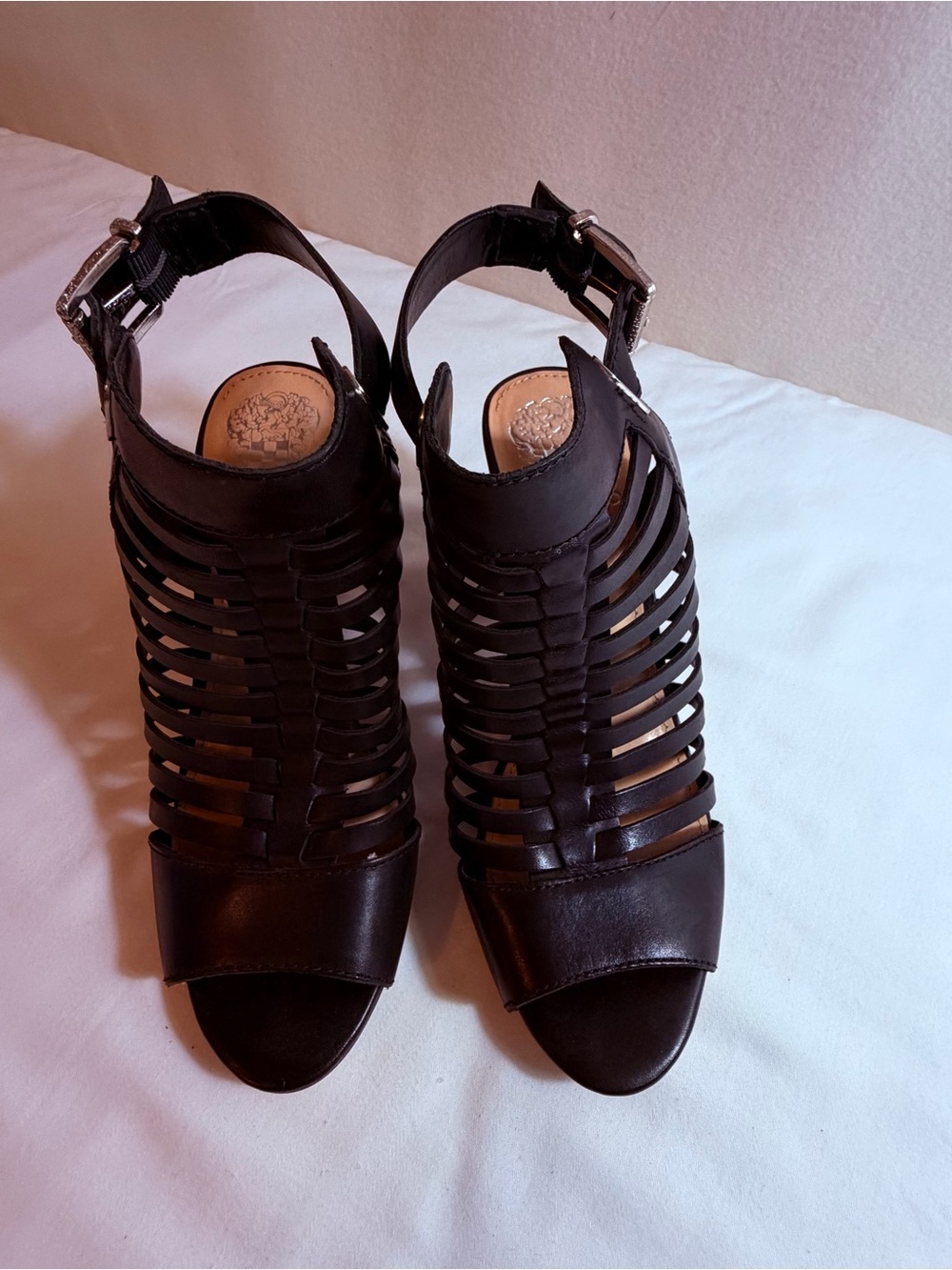 Vince Camuto Black Strappy Cage Heels